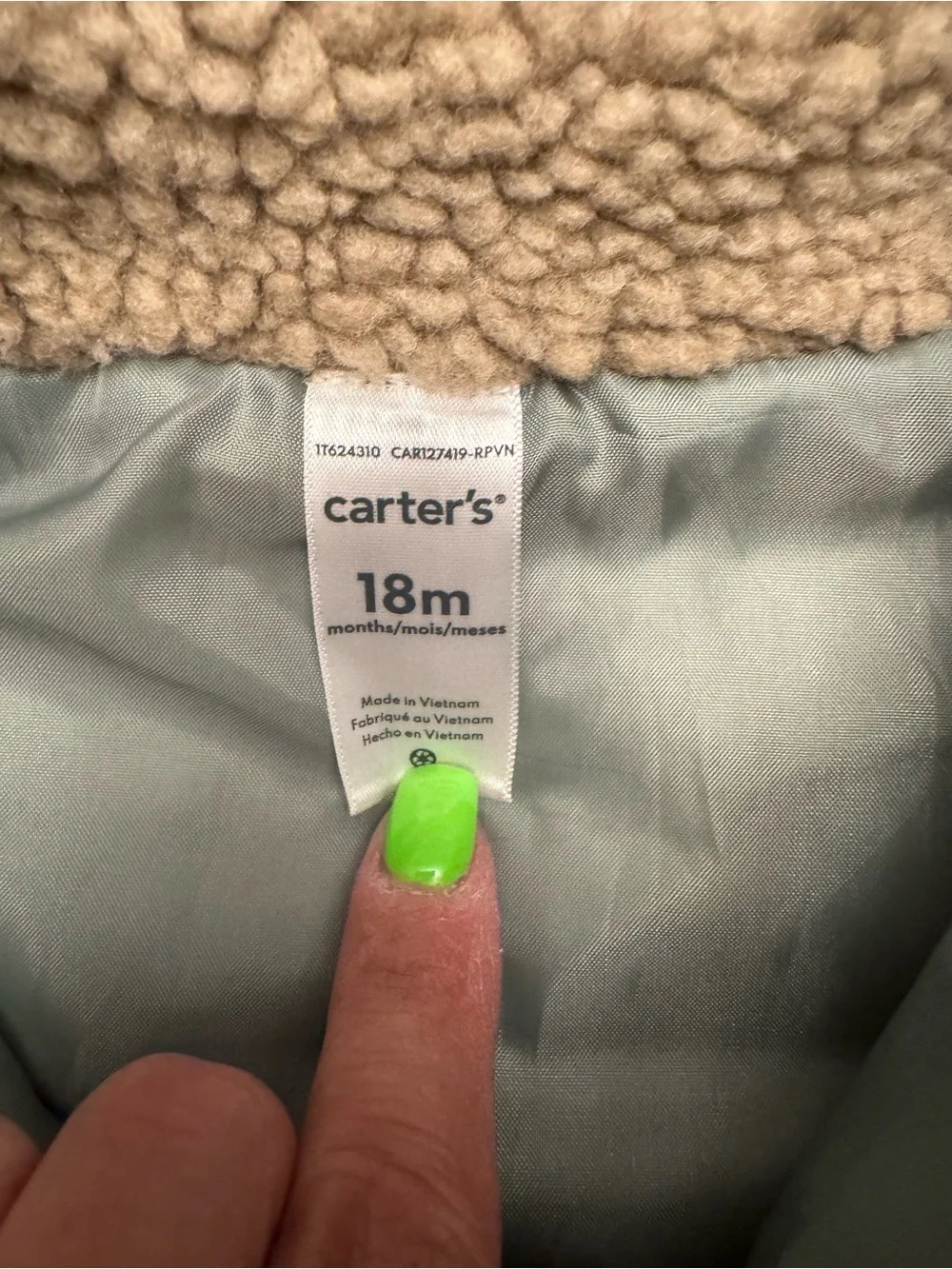 Carter's Colorblock Puffer Vest in Navy, Tan & Olive